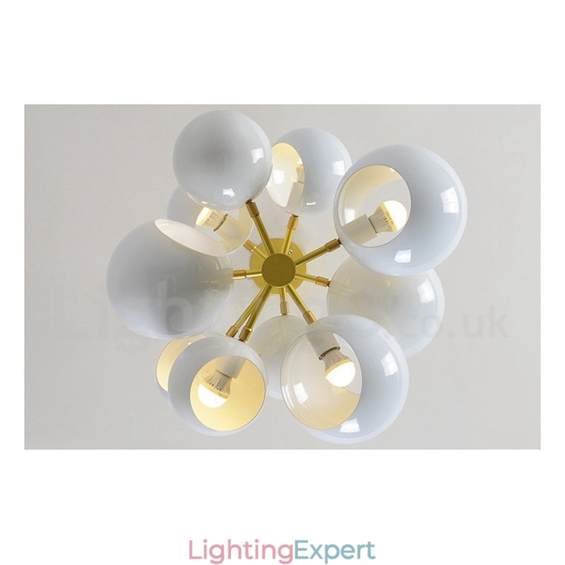 White 10 Light Modern Contemporary Chandelier Lamp Light