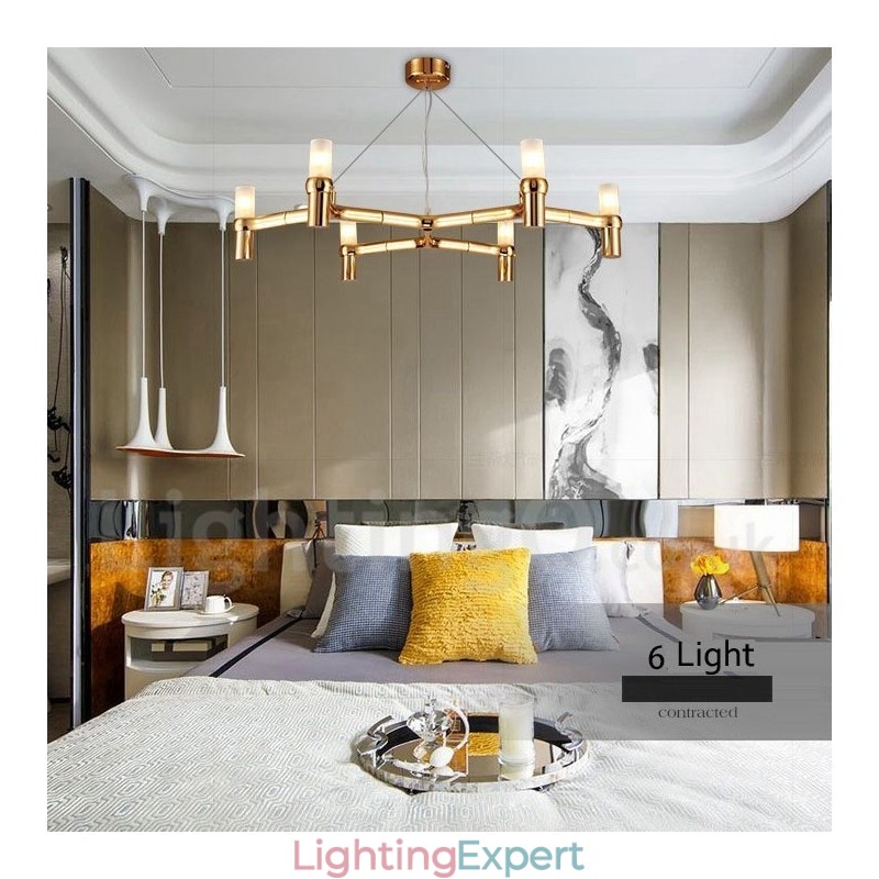6 Light Single Tier Modern Contemporary Chandelier Lamp Light