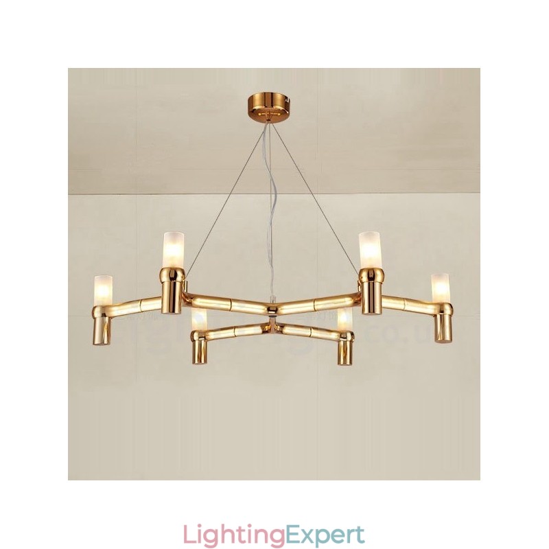6 Light Single Tier Modern Contemporary Chandelier Lamp Light