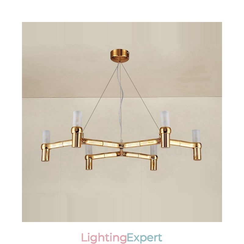 6 Light Single Tier Modern Contemporary Chandelier Lamp Light