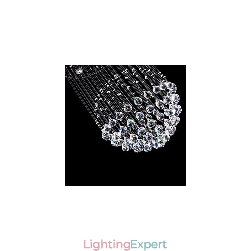 Pendant Light Modern Crystal Chandelier 5 Lights Silver Canpoy Clear Crystal Globe Ceiling Lamps Fixtures