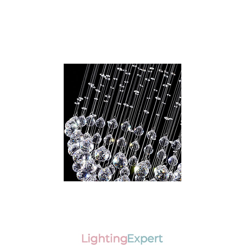 Pendant Light Modern Crystal Chandelier 5 Lights Silver Canpoy Clear Crystal Globe Ceiling Lamps Fixtures