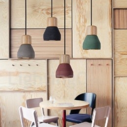Single Light Modern Contemporary Multi Colors Wood Concrte Pendant Light