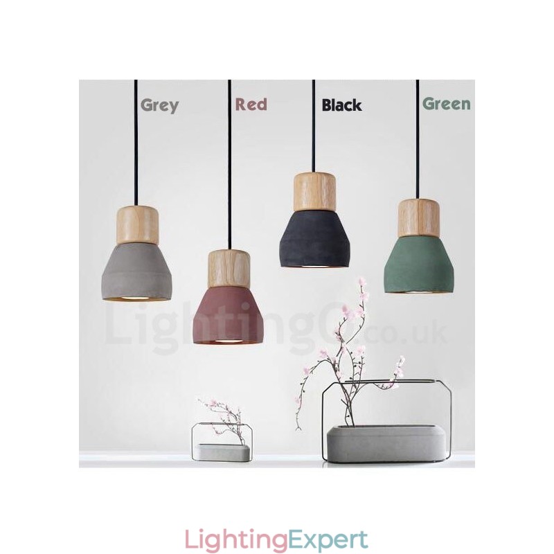 Single Light Modern Contemporary Multi Colors Wood Concrte Pendant Light