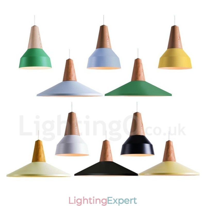 1 Light Modern Contemporary Wood Pendant Light