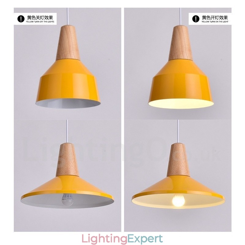 1 Light Modern Contemporary Wood Pendant Light