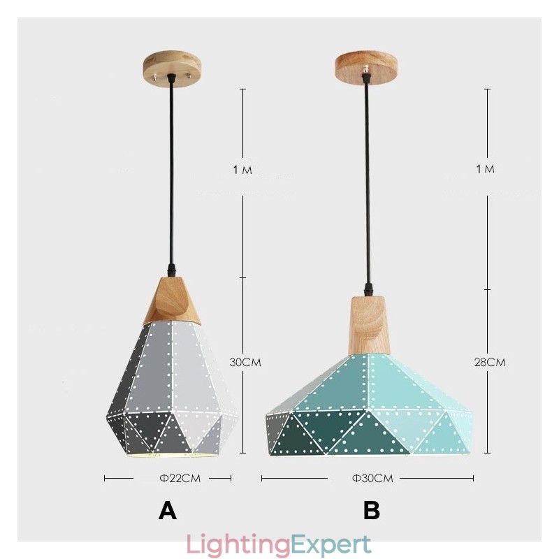 Wood 1 Light Modern Contemporary Metal Pendant Light