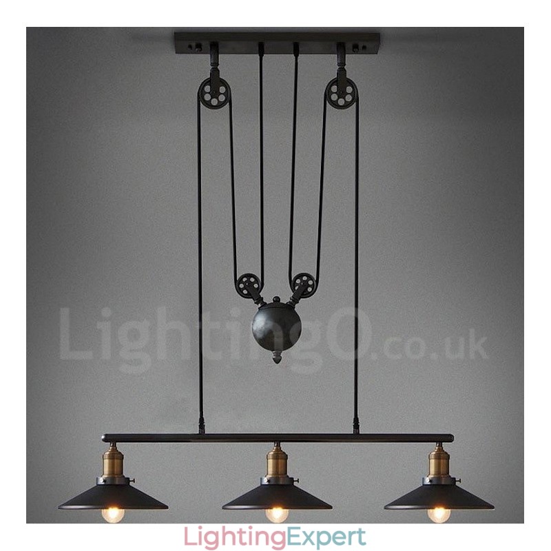 3 Light Country Vintage Metal Pendant Light