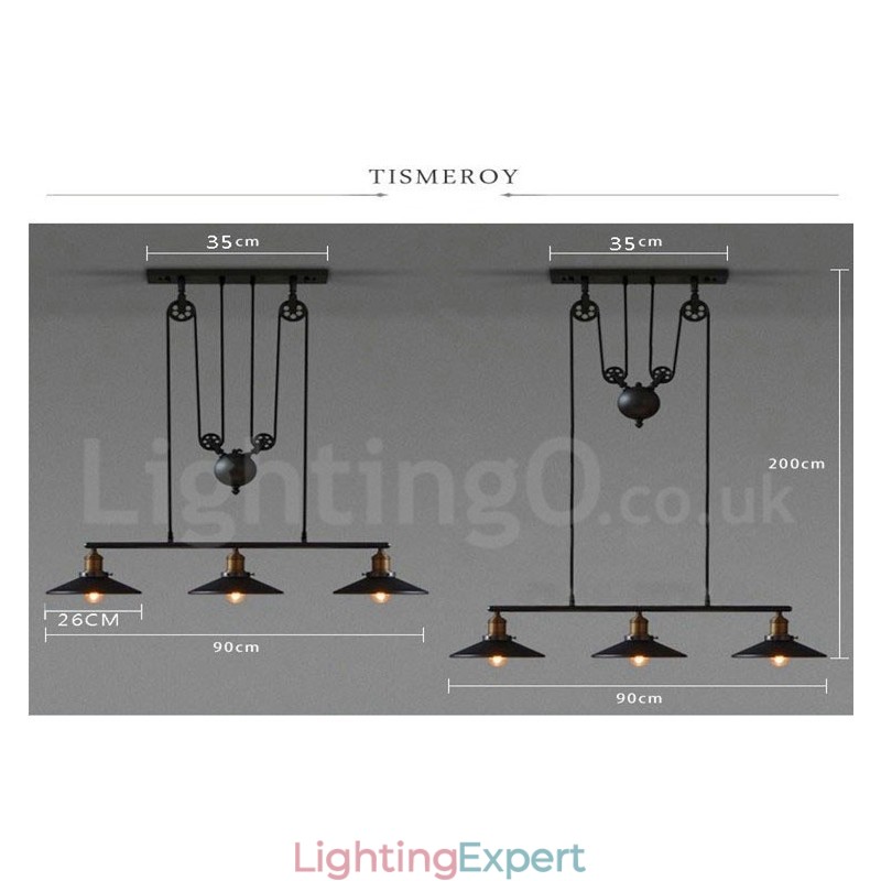 3 Light Country Vintage Metal Pendant Light