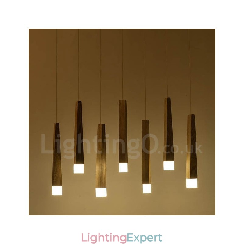 1 Light Modern Contemporary Wood Pendant Light