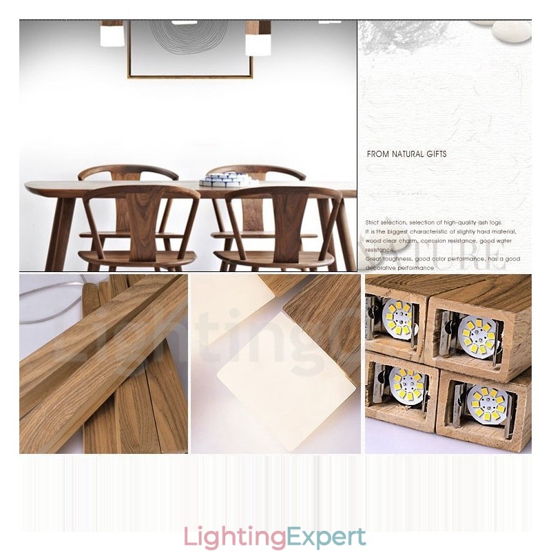 1 Light Modern Contemporary Wood Pendant Light