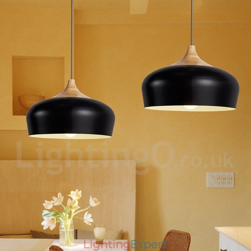 1 Light Modern Contemporary Wood Pendant Light