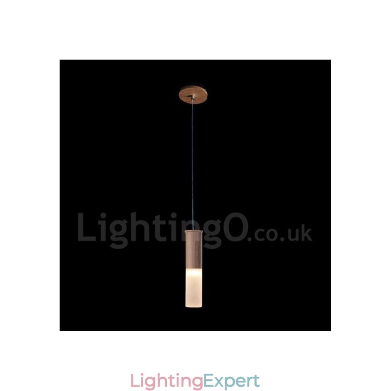 Modern Contemporary One Light Wooden Pendant Light