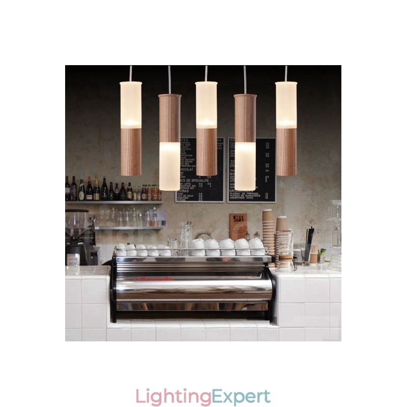 Modern Contemporary 5 Light Wooden Pendant Light