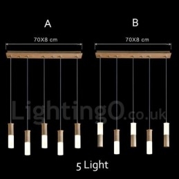 Modern Contemporary 5 Light Wooden Pendant Light