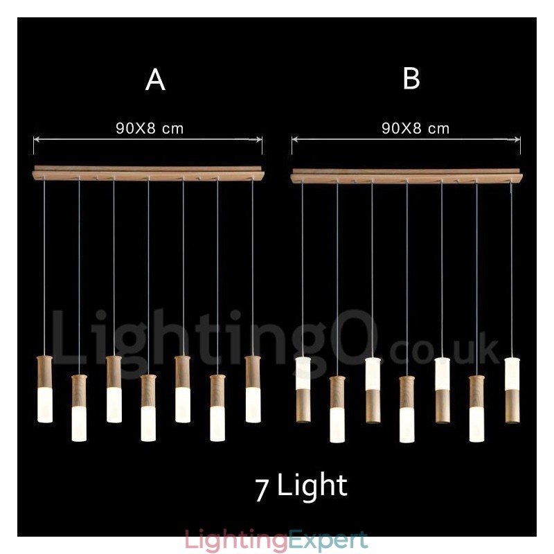 Modern Contemporary 7 Light Wooden Pendant Light