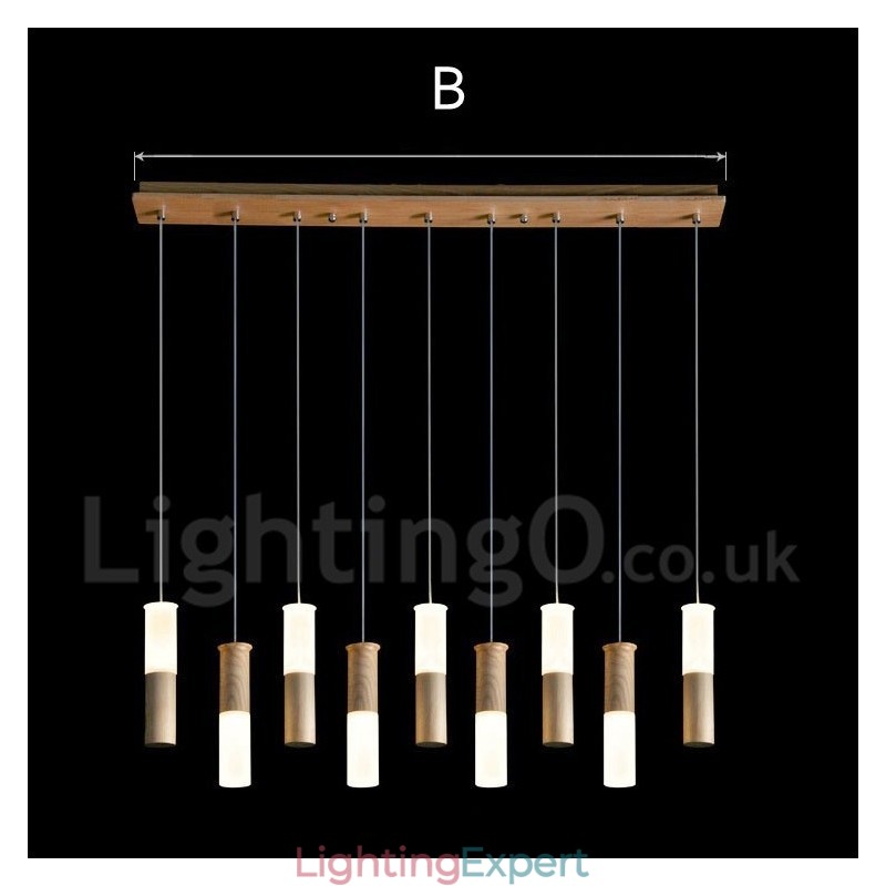 Modern Contemporary 9 Light Wooden Pendant Light