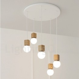 5 Light Wood Rustic Lodge Pendant Light