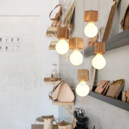 5 Light Wood Rustic Lodge Pendant Light