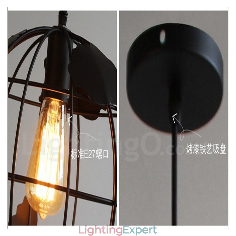 Country Vintage Globe Metal Pendant Light