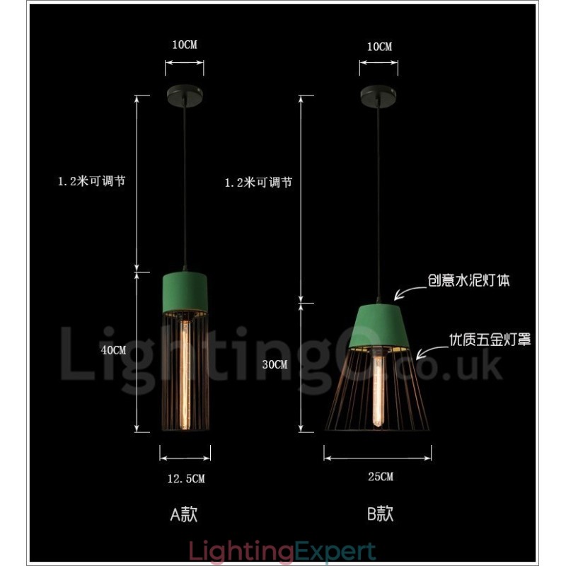 1 Light Metal Concrte Pendant Light