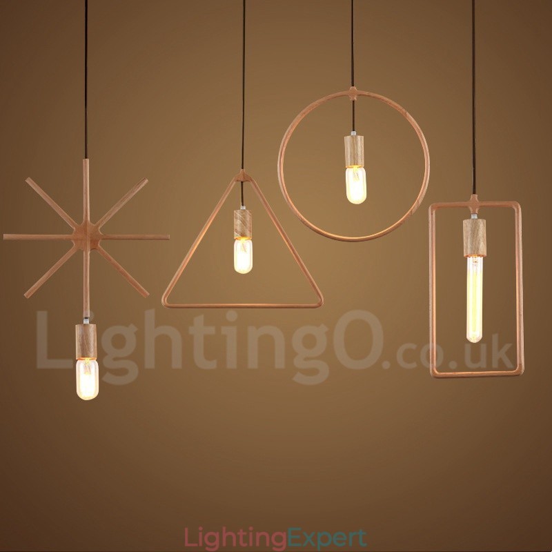 1 Light Rustic Lodge Wooden Pendant Light