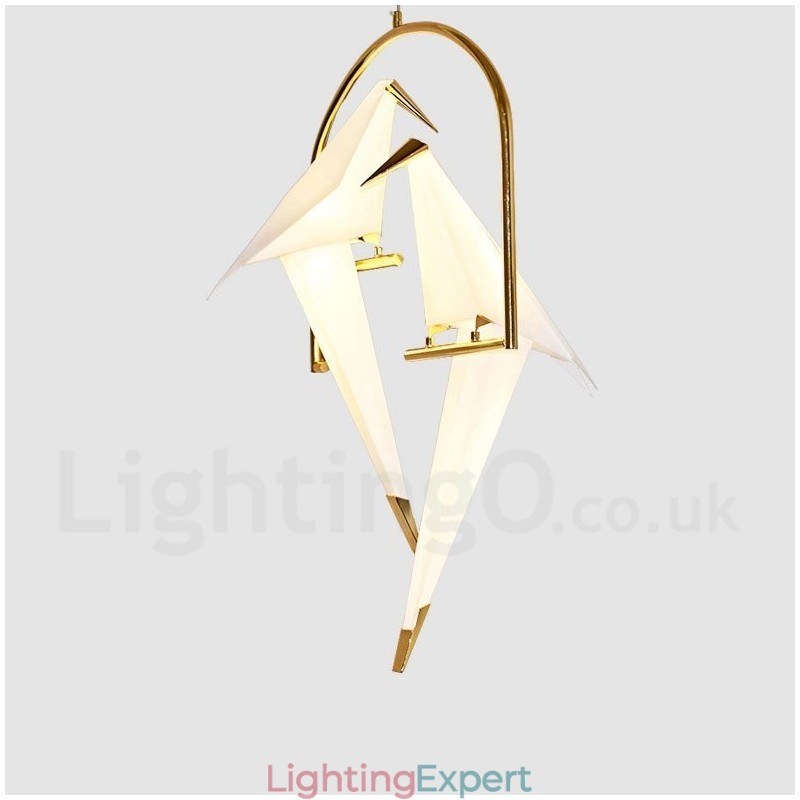 Modern Contemporary Paper Crane 2 Light Pendant Light