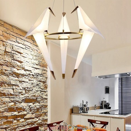 Modern Contemporary Paper Crane 3 Light Pendant Light