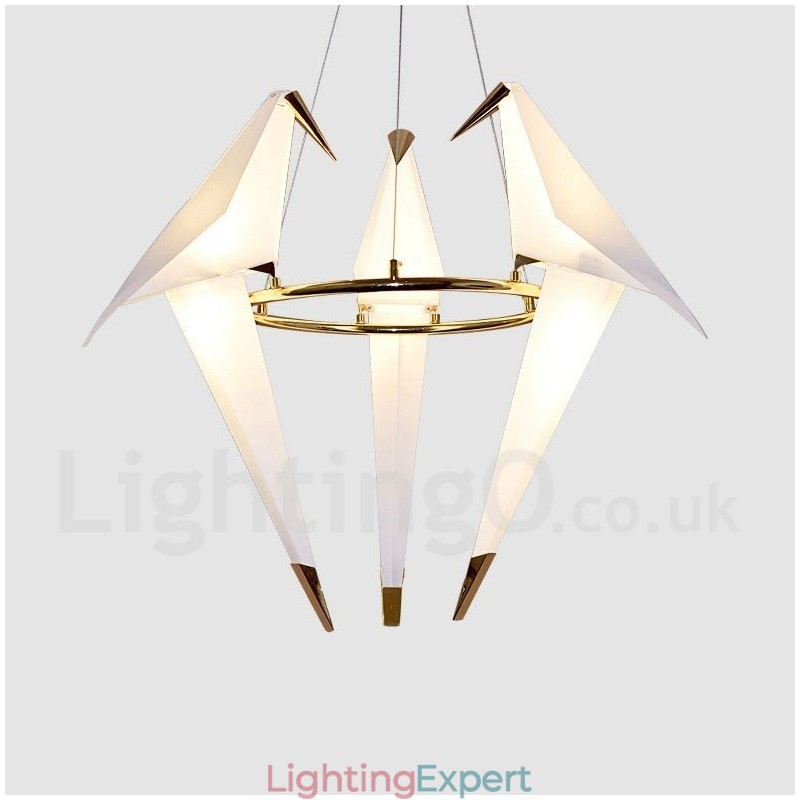 Modern Contemporary Paper Crane 3 Light Pendant Light