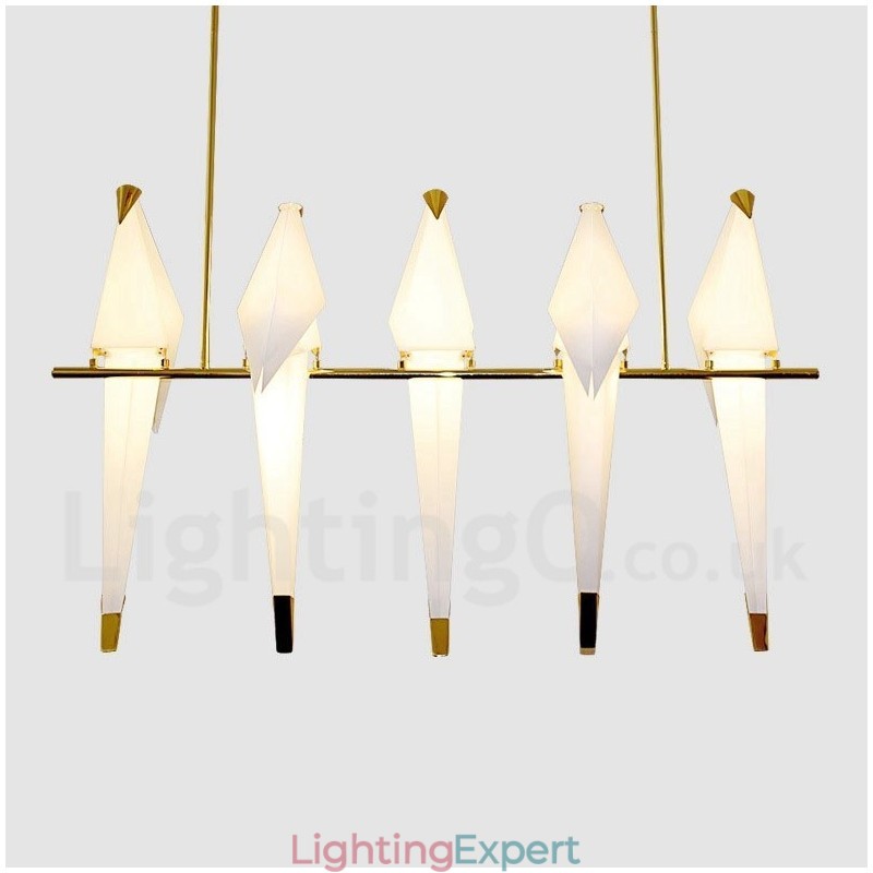 Modern Contemporary Paper Crane 5 Light Pendant Light