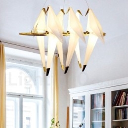 Modern Contemporary Paper Crane 6 Light Pendant Light