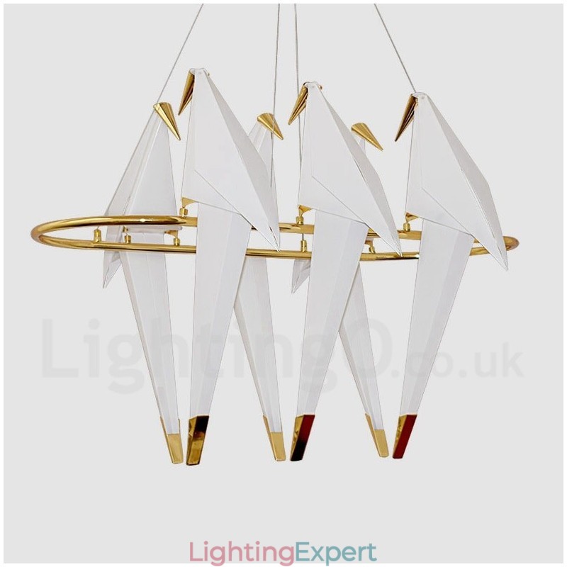 Modern Contemporary Paper Crane 6 Light Pendant Light