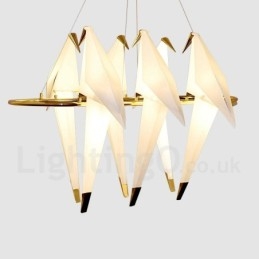 Modern Contemporary Paper Crane 6 Light Pendant Light