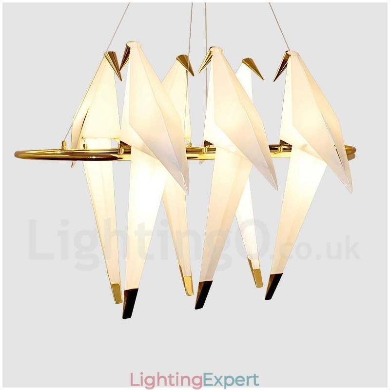Modern Contemporary Paper Crane 6 Light Pendant Light