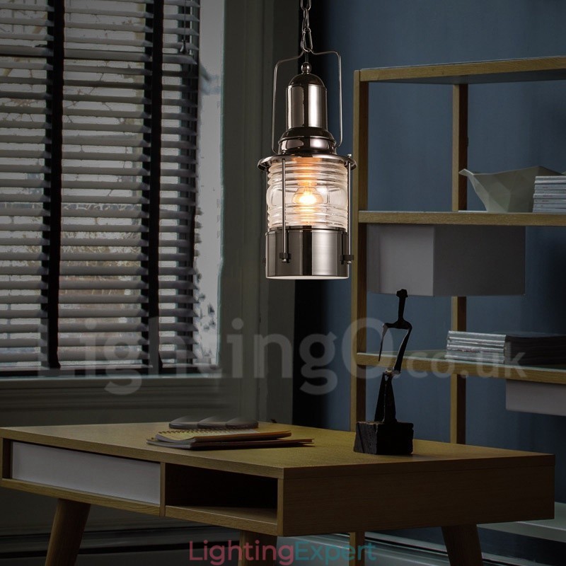 Retro Vintage 1 Light Lantern Copper Pendant Light