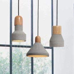 Single Light Modern Contemporary Wood Concrte Pendant Light