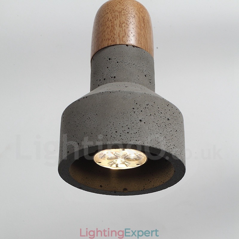 Single Light Modern Contemporary Wood Concrte Pendant Light