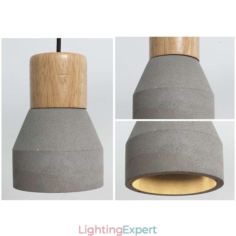 Single Light Modern Contemporary Wood Concrte Pendant Light