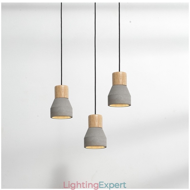 Single Light Modern Contemporary Wood Concrte Pendant Light