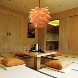 Rustic Lodge Wood Pinecone Pendant Light