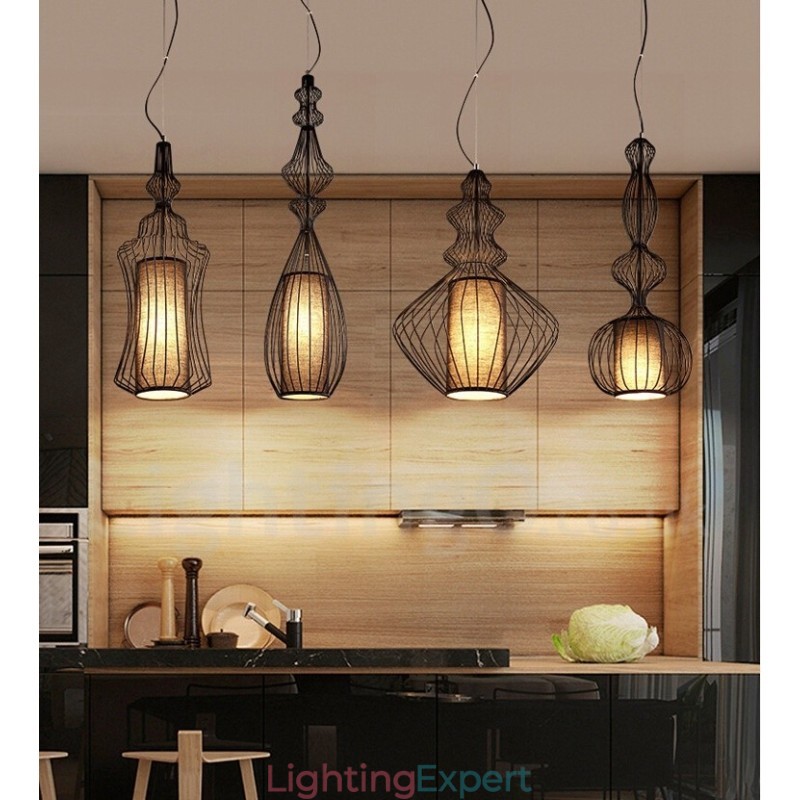 Country Vintage Metal Vase Shape Pendant Light