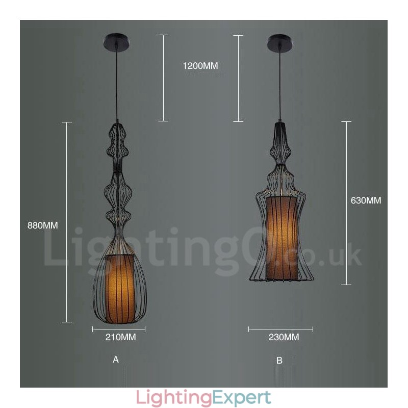 Country Vintage Metal Vase Shape Pendant Light