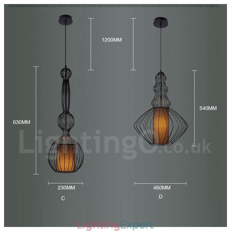 Country Vintage Metal Vase Shape Pendant Light