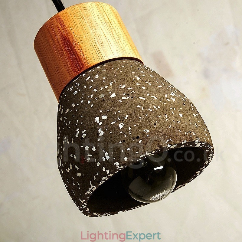 Modern Contemporary 1 Light Wood Concrte Pendant Light