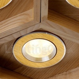6 Light Wood Modern Contemporary Pendant Light