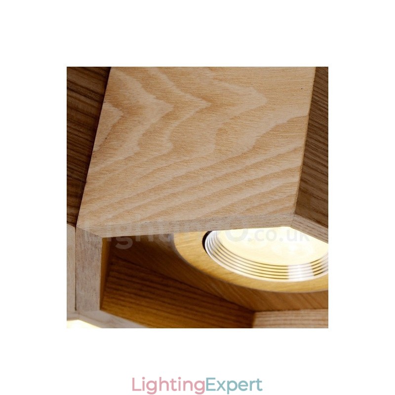 7 Light Wood Modern Contemporary Pendant Light