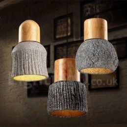Retro Vintage Wood Concrte Pendant Light