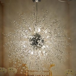 Modern Lantern Globe Crystal Chrome Metal Flush Mount