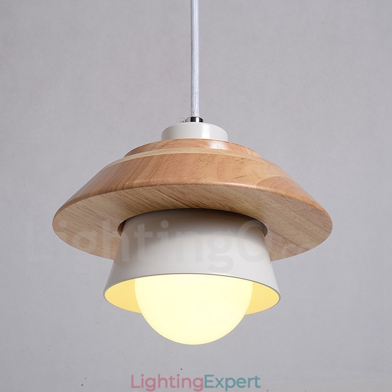 Metal Wood 1 Light Pendant Light