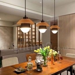 Metal Wood 1 Light Pendant Light